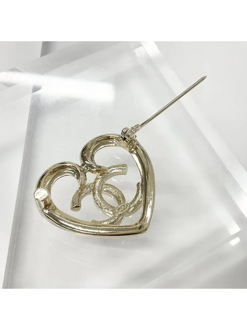 Chanel Brooch Heart Coco Mark Rhinestone